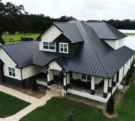 black house with metal roof|2 foot black metal roofing.